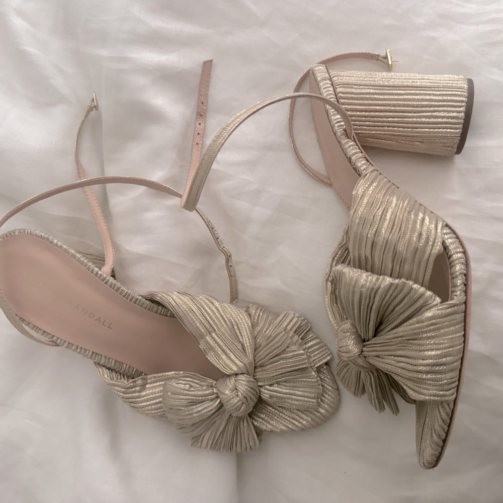 Camellia Platinum Pleated Bow Heel loeffler Randall